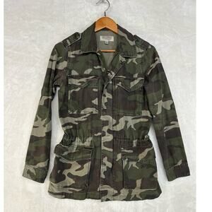 Camo Camouflage‎ Jacket Cotton Womens Small Army Green Zip Cargo Utility Coat